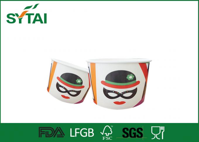 Copos feitos sob encomenda do gelado do papel do logotipo/projeto de caráter de papel biodegradável das bacias do gelado