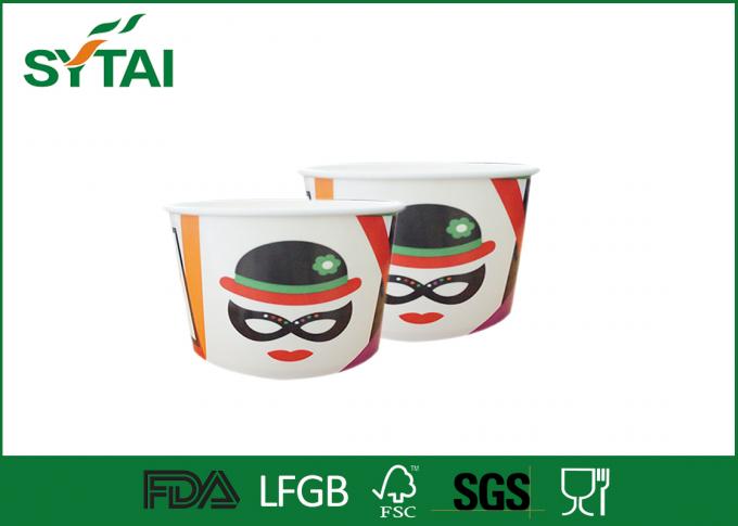 Copos feitos sob encomenda do gelado do papel do logotipo/projeto de caráter de papel biodegradável das bacias do gelado