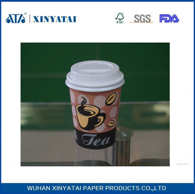 China Logotipo impresso 8 onças copos pequenos de papel personalizados, copos de café descartáveis ​​com tampas fornecedor
