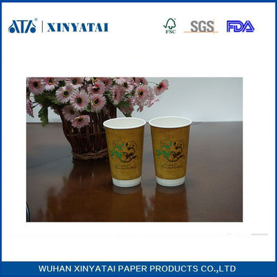 China Double Wall descartáveis ​​de papel copos de café / reciclados papel impresso Copos do café fornecedor