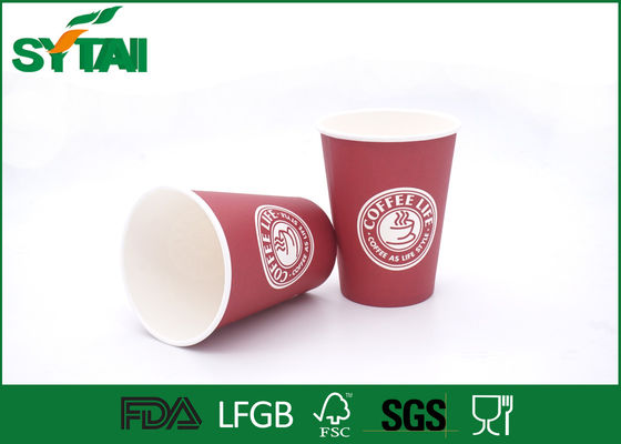 China Copos de papel de parede da cor vermelha únicos/copos de papel descartáveis com tampas, certificação do GV FDA fornecedor