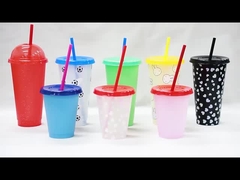 Nova chegada por atacado holográfico 710ml 24oz tumbler reutilizável claro gelado café plástico holograma copo