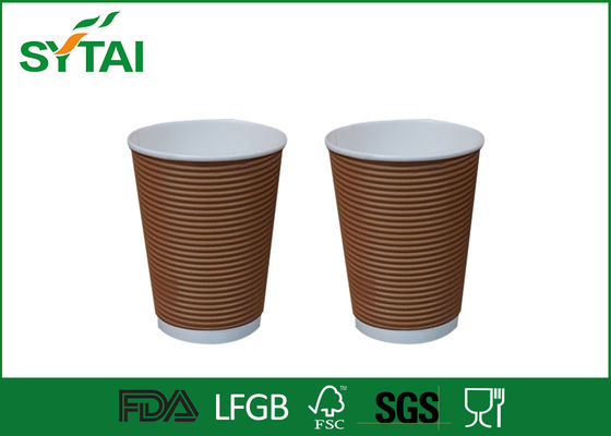 China Os copos de papel da ondinha biodegradável/12oz isolaram os copos de café de papel com tampas fornecedor