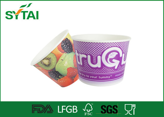 China o logotipo 12oz imprimiu os copos de papel de gelado do iogurte com tampas, FDA fornecedor