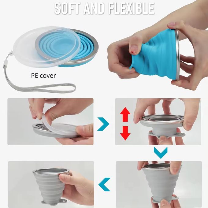 180ml 200ml 270ml 320ml Cálice de acampamento de silicone dobrável 4