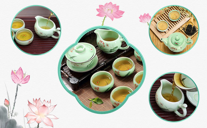 8oz 4 peças Asian Tea Set Portable Ceramic Tea Set com alça em forma de C 3