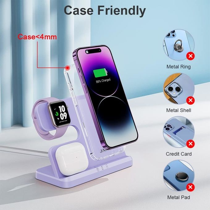 Estação de carregamento sem fio rápido para iPhone Apple Watch e AirPods Pro com carregamento rápido 2